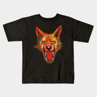 Angry colorful fox wolf Kids T-Shirt